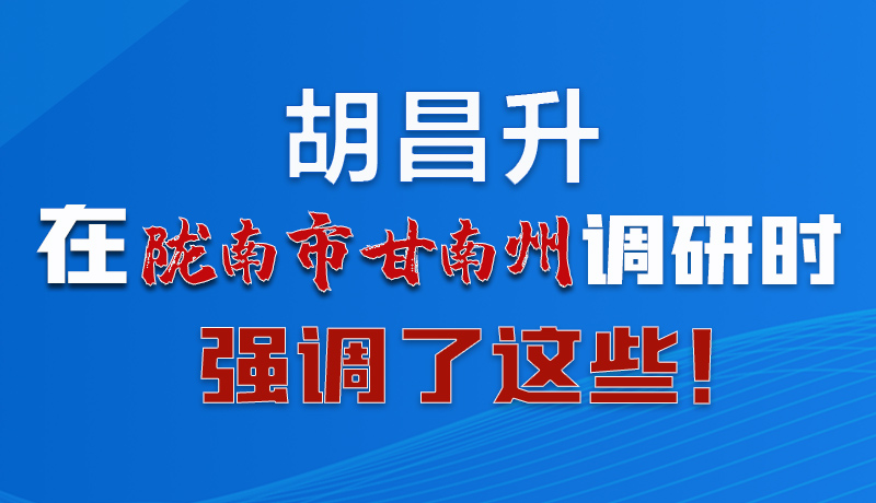 圖解|胡昌升在隴南市甘南州調(diào)研時強調(diào)了這些！